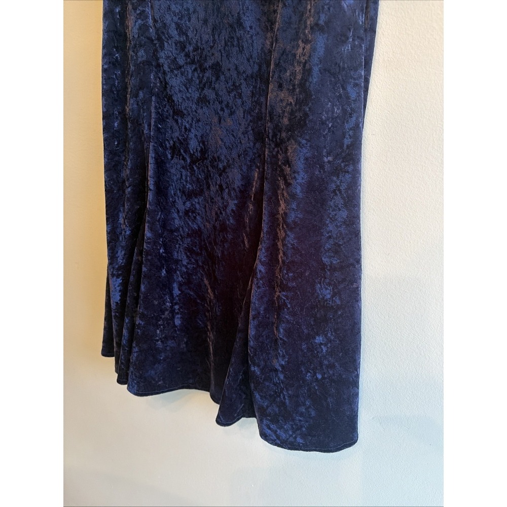 Vintage 90s Blue Velvet Midi Dress Y2K Bell Whimsigoth Skater Skirt 9 Sleeveless - Picture 4 of 16